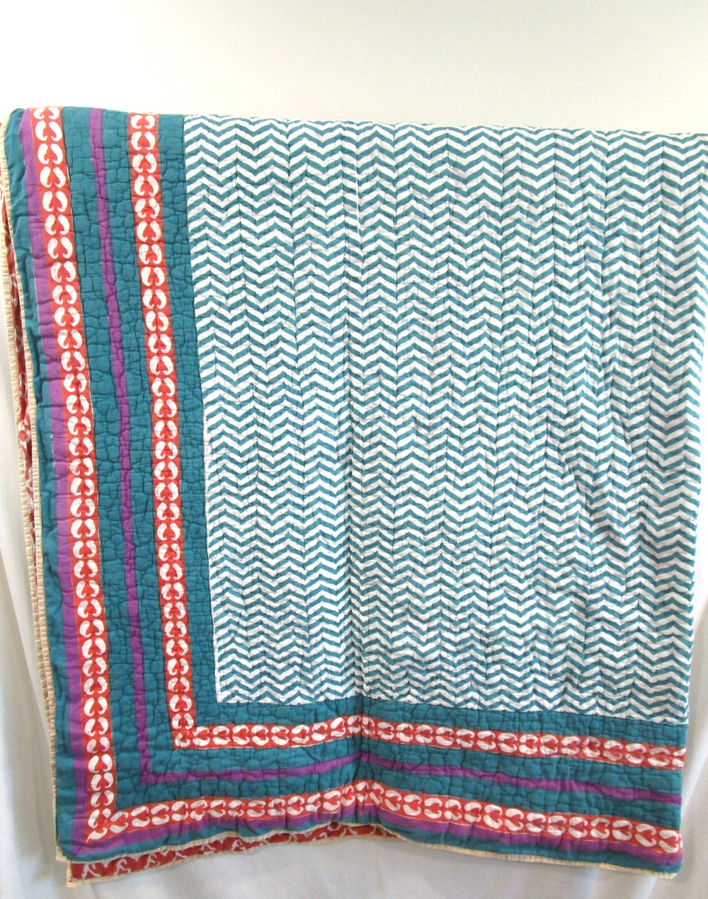 Roberta Roller Rabbit Boho Multicolor Cotton Comforter Blanket Sz Full/Double